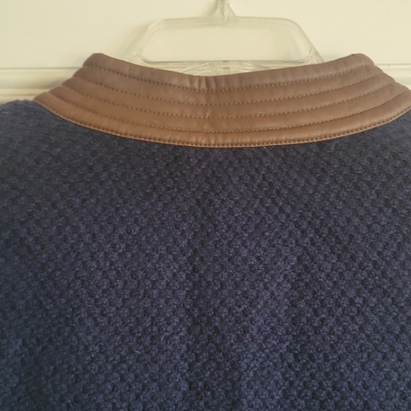 Sail to Sable Wool-Cashmere Tunic Dress with Faux Leather Trim Sz Large - Picture 7 of 8